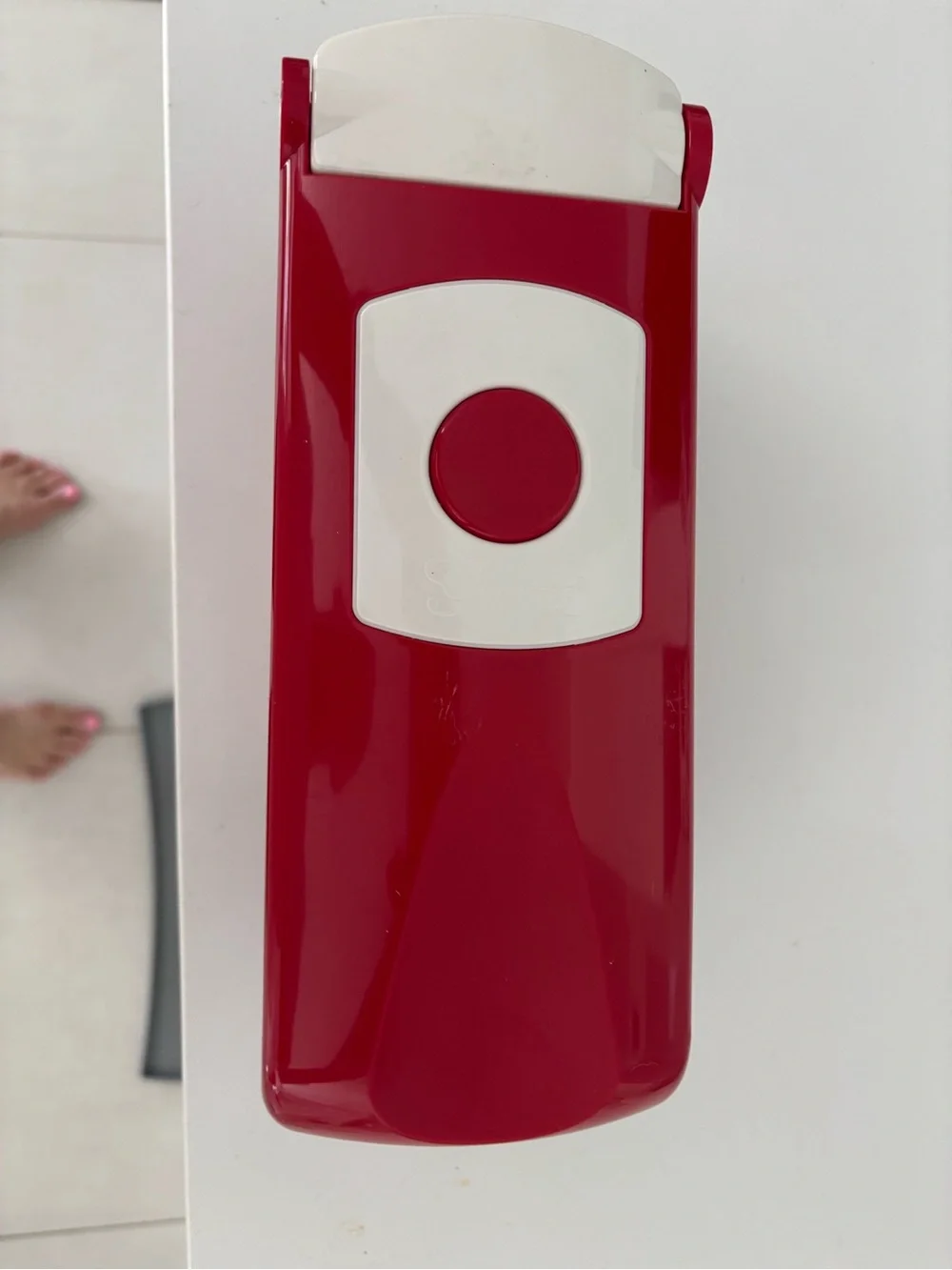 Red and White Plastic Kitchen Tool - Push Button Design vegetable chopper